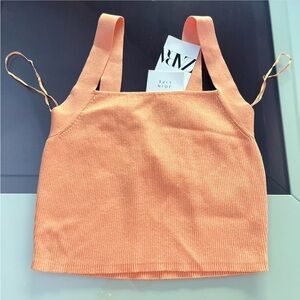 Zara Women's Vibrant Peachy Orange Tank Top